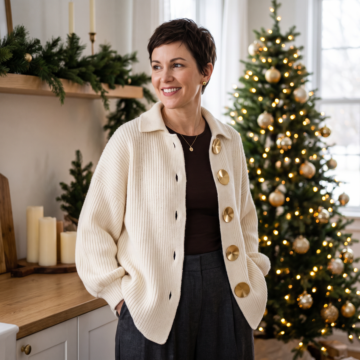Aurum Oversized Button Cardigan