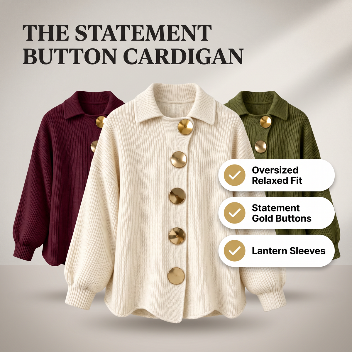 Aurum Oversized Button Cardigan