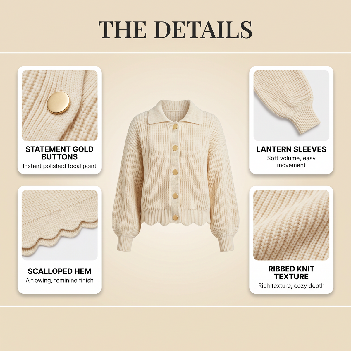 Aurum Oversized Button Cardigan