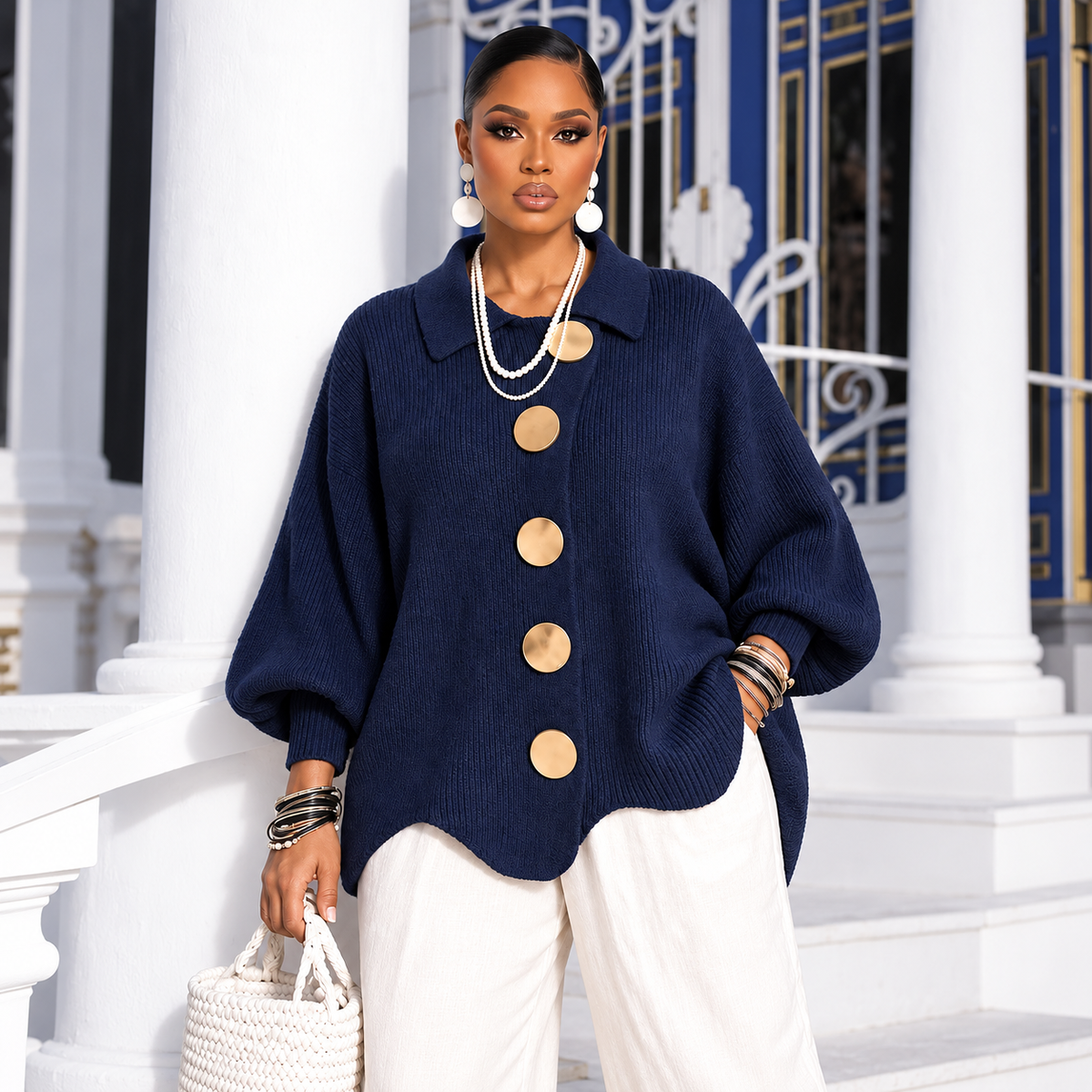 Aurum Oversized Button Cardigan